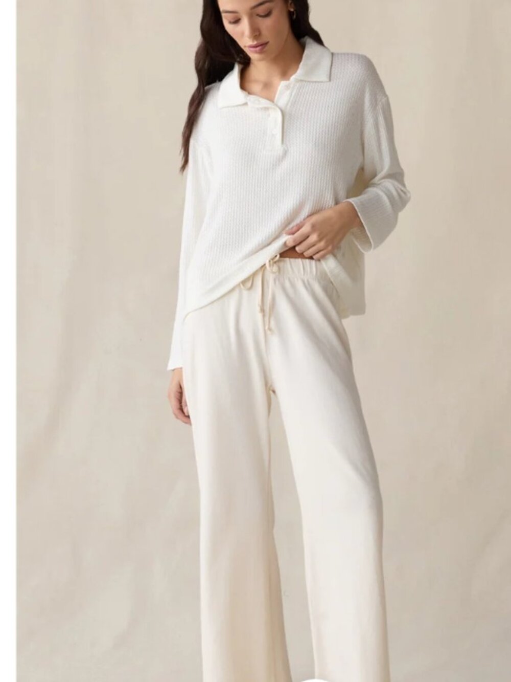 THE LADY & THE SAILOR FRENCH FLARE PANT IN VANILLA ORGANIC COTTON